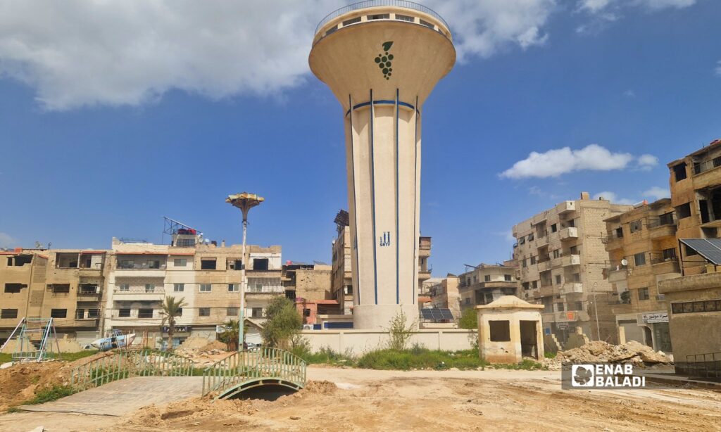 الحديقة العامة في داريا خلال بدء أعمال المرحلة الجديدة من إعادة التأهيل
