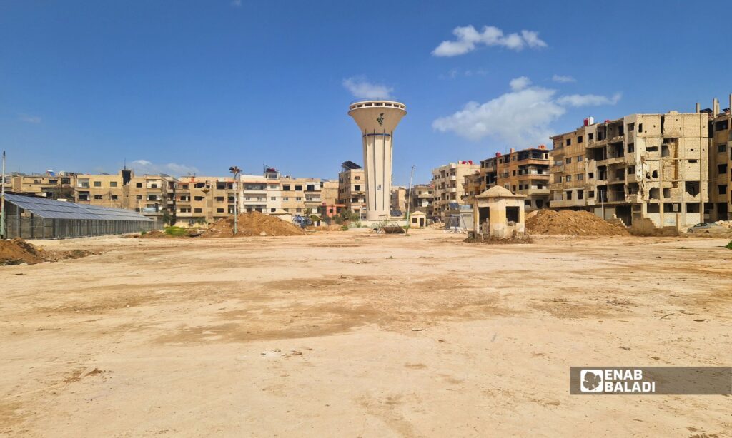 الحديقة العامة في داريا خلال بدء أعمال المرحلة الجديدة من إعادة التأهيل