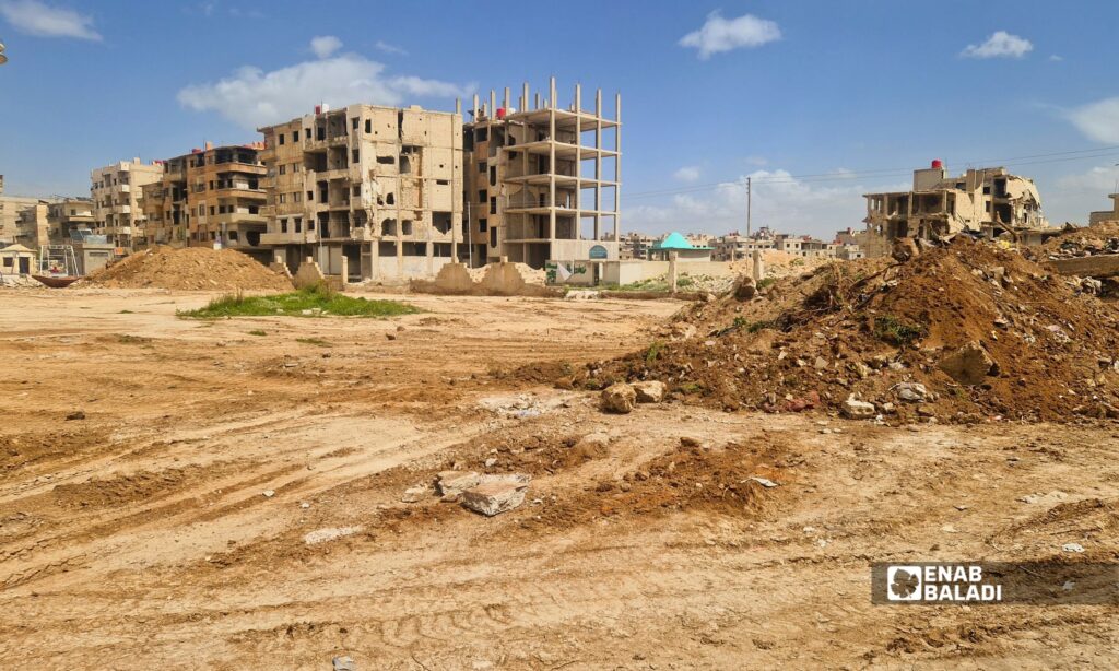 الحديقة العامة في داريا خلال بدء أعمال المرحلة الجديدة من إعادة التأهيل