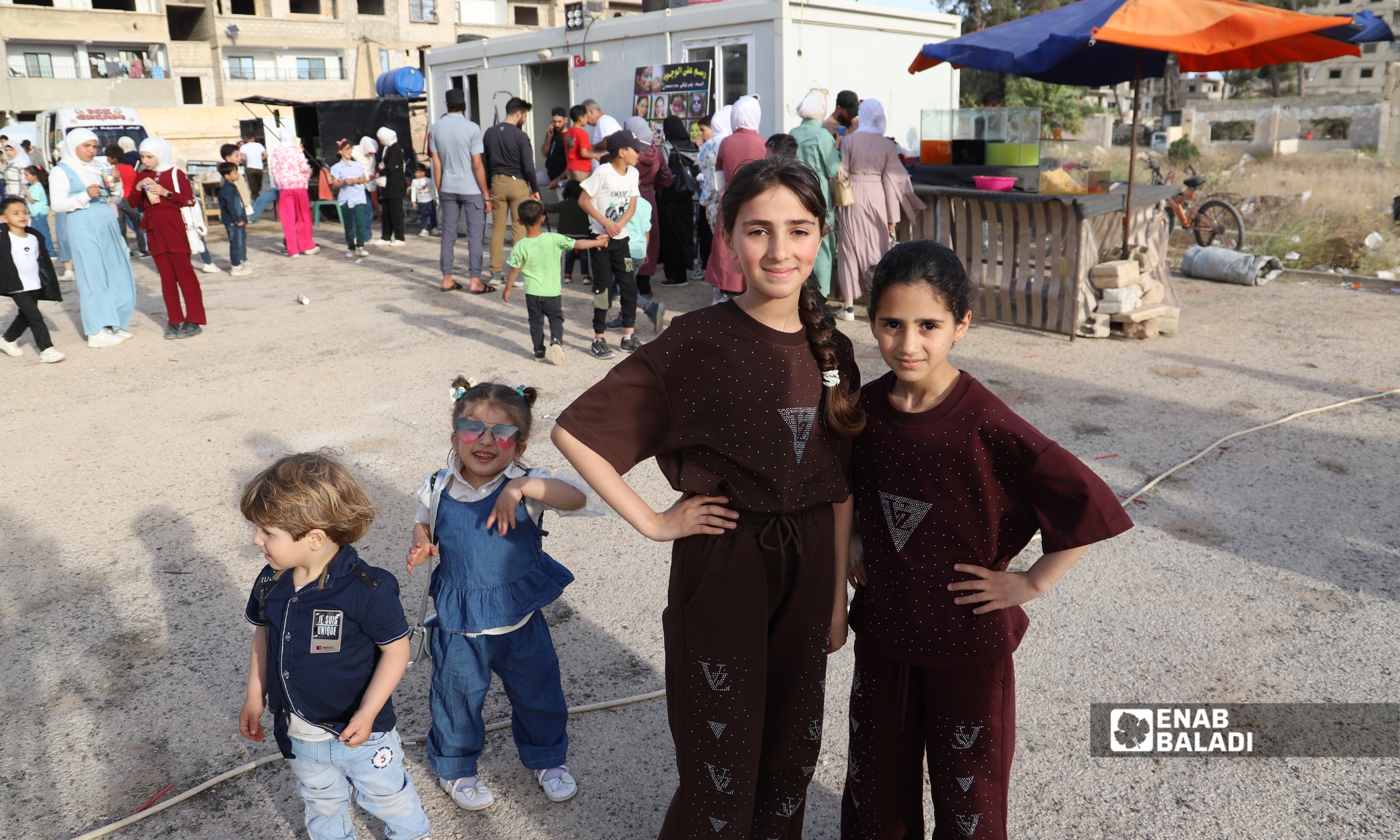 أطفال في ساحة العيد بداريا في ثاني أيام عيد الأضحى - 28 نيسان 2026 (عنب بلدي)