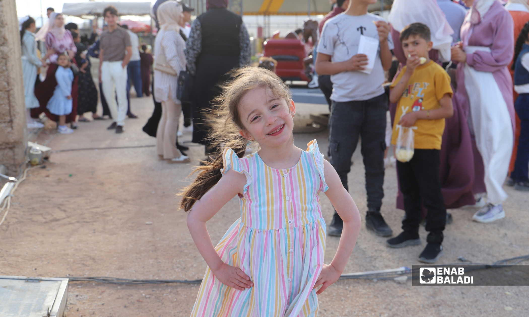 أطفال في ساحة العيد بداريا في ثاني أيام عيد الأضحى - 28 نيسان 2026 (عنب بلدي)
