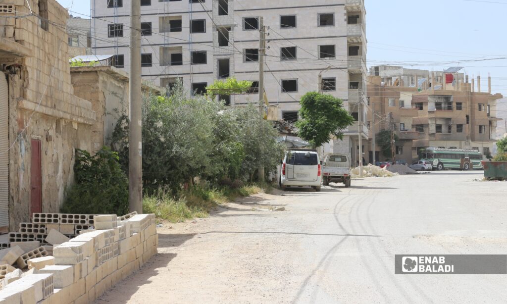 أحواض نباتات تزين مدخل أحد المنازل في داريا 