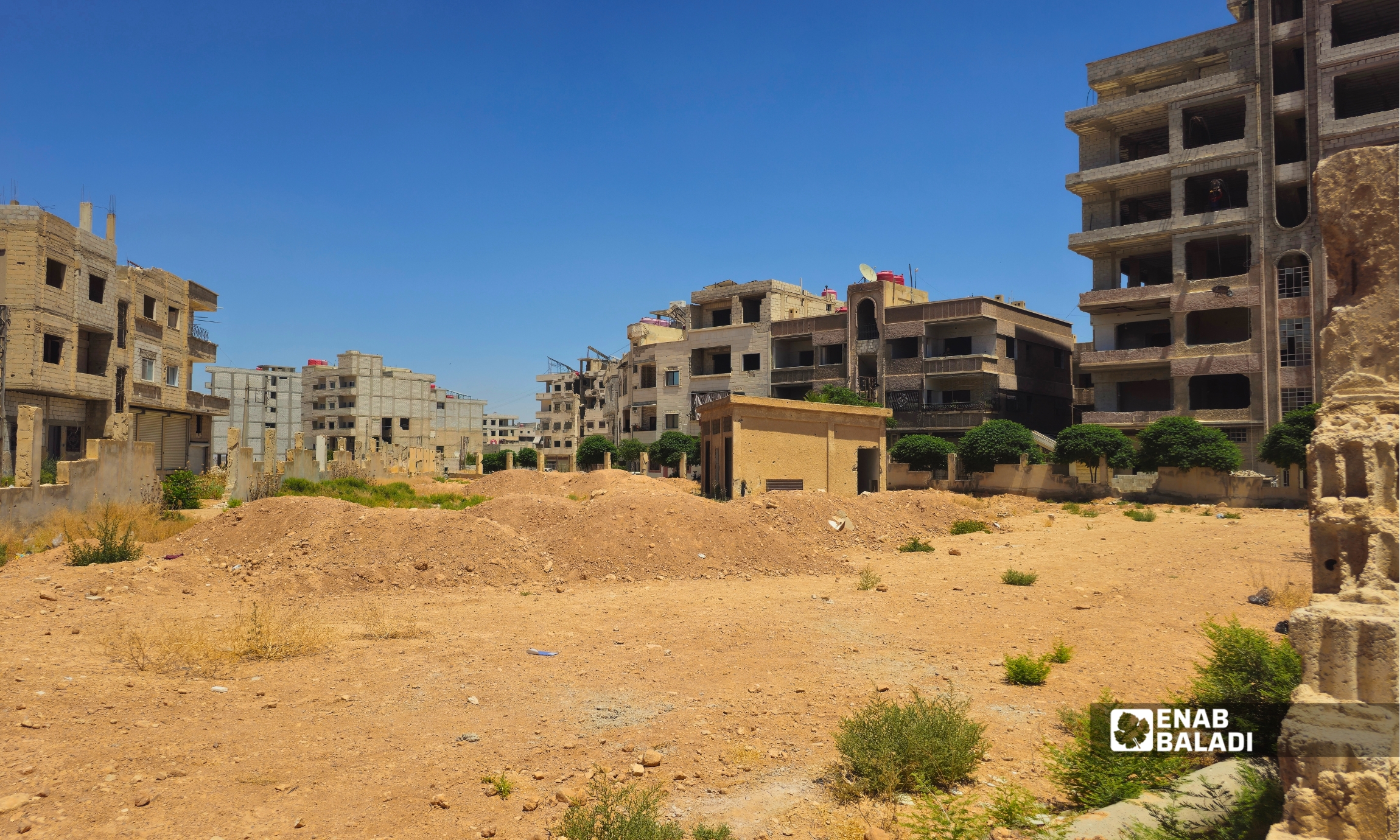 حديقة الصالة الدمشقية في داريا قبل بدء أعمال إعادة التأهيل والاستثمار 