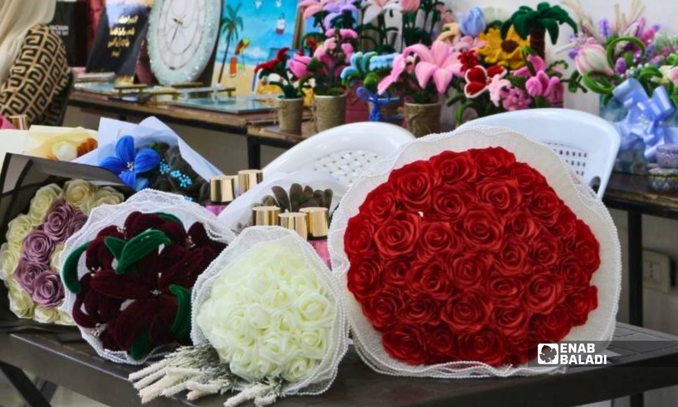 منتجات معروضة خلال بازار نساء شهداء داريا 