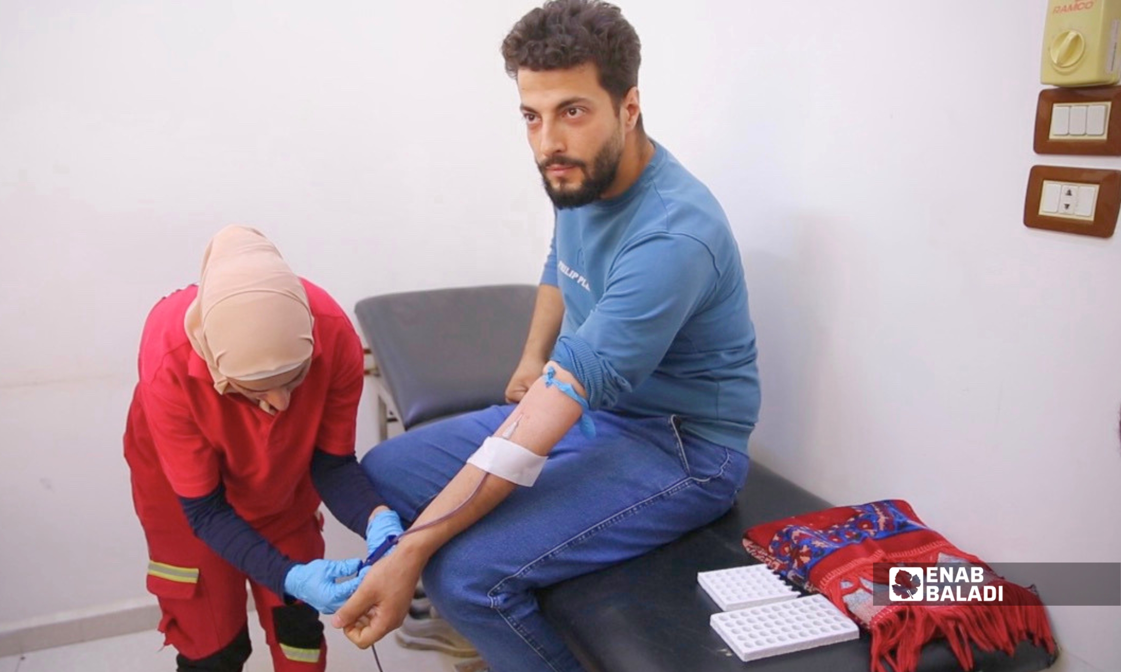 جانب من حملة التبرع بالدم في مدينة داريا