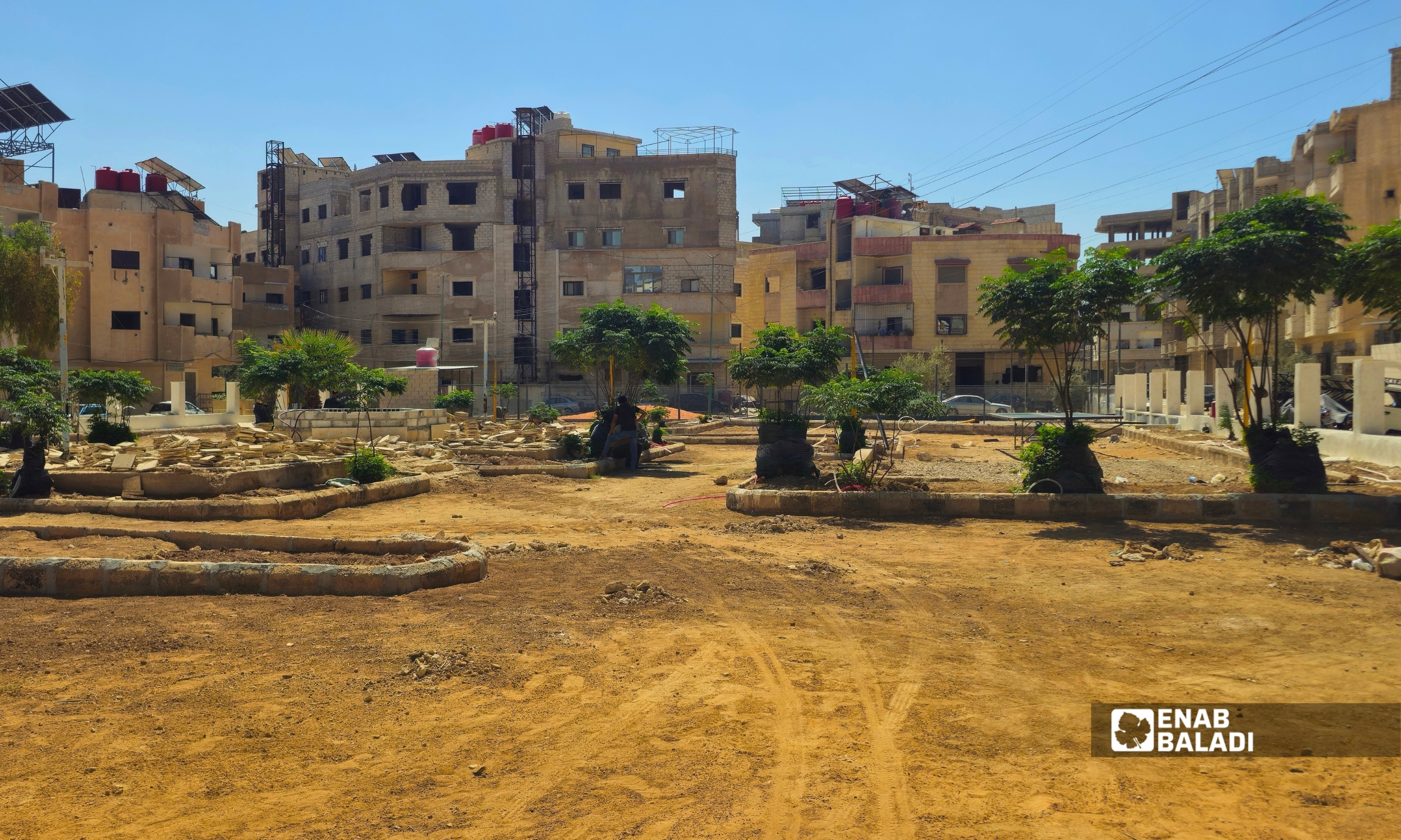 أعمال تأهيل حديقة المحامين في داريا