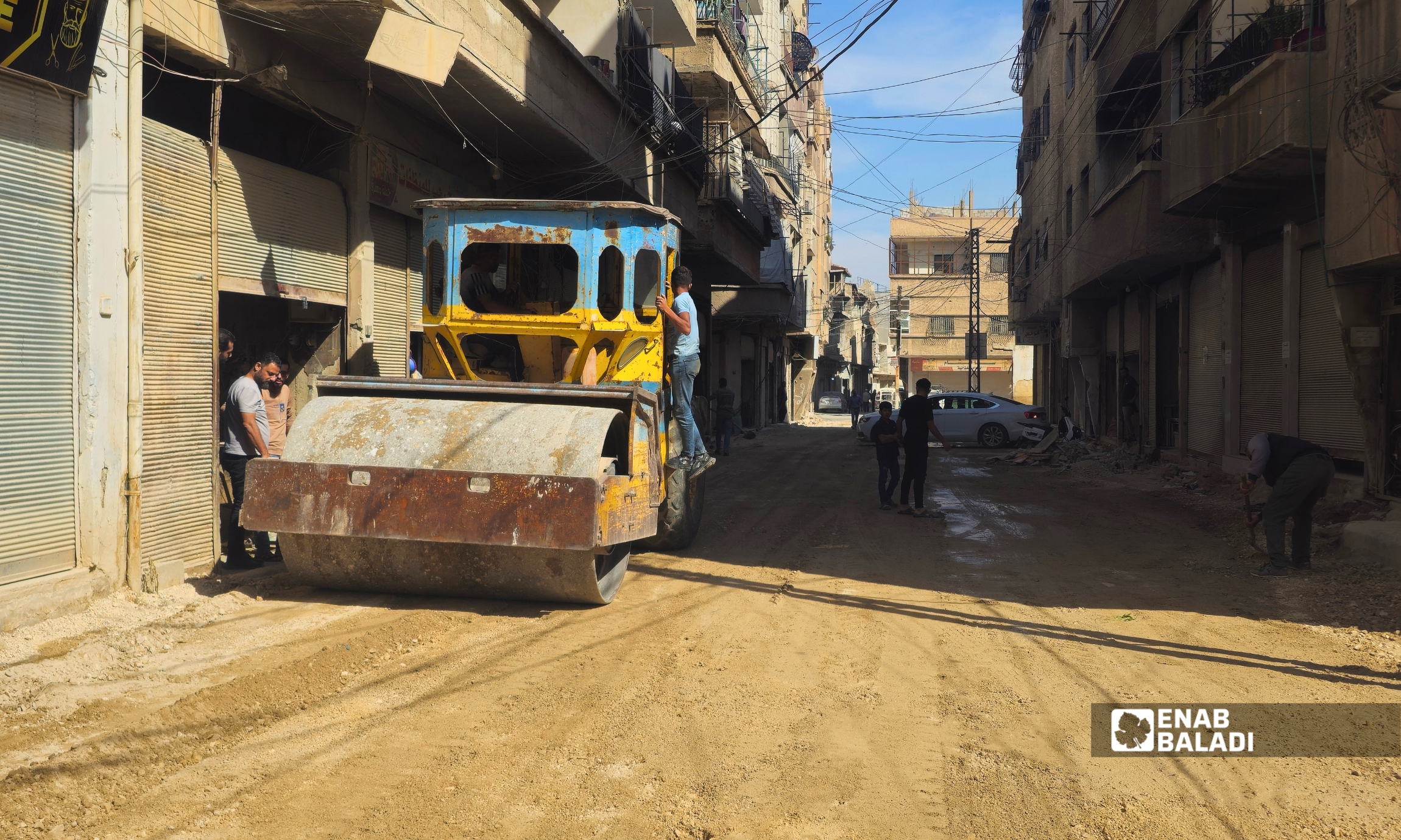 أعمال تجهيز حارة مجوهرات الغوطة في داريا للتزفيت