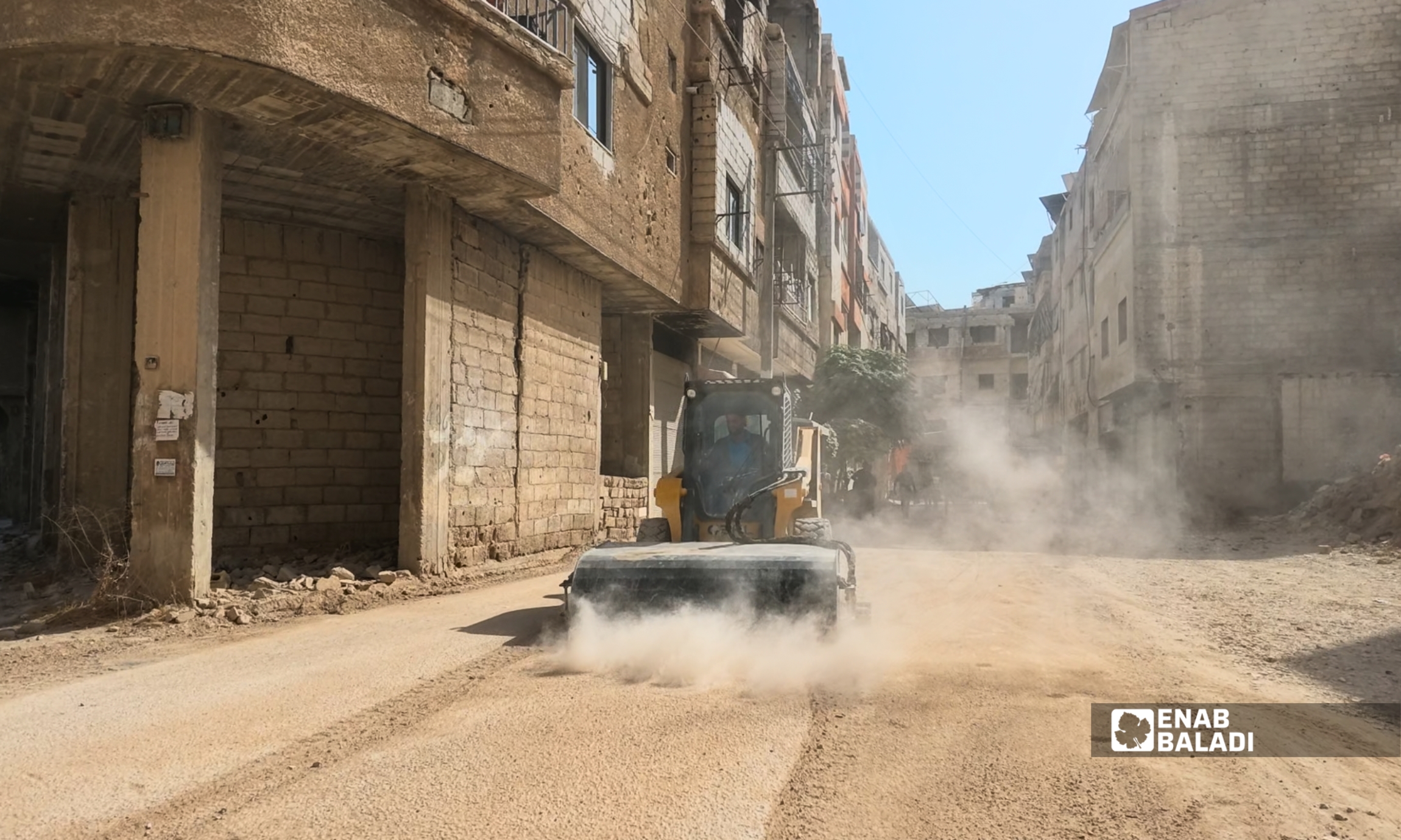 أعمال تزفيت حارة مجوهرات الغوطة في مدينة داريا