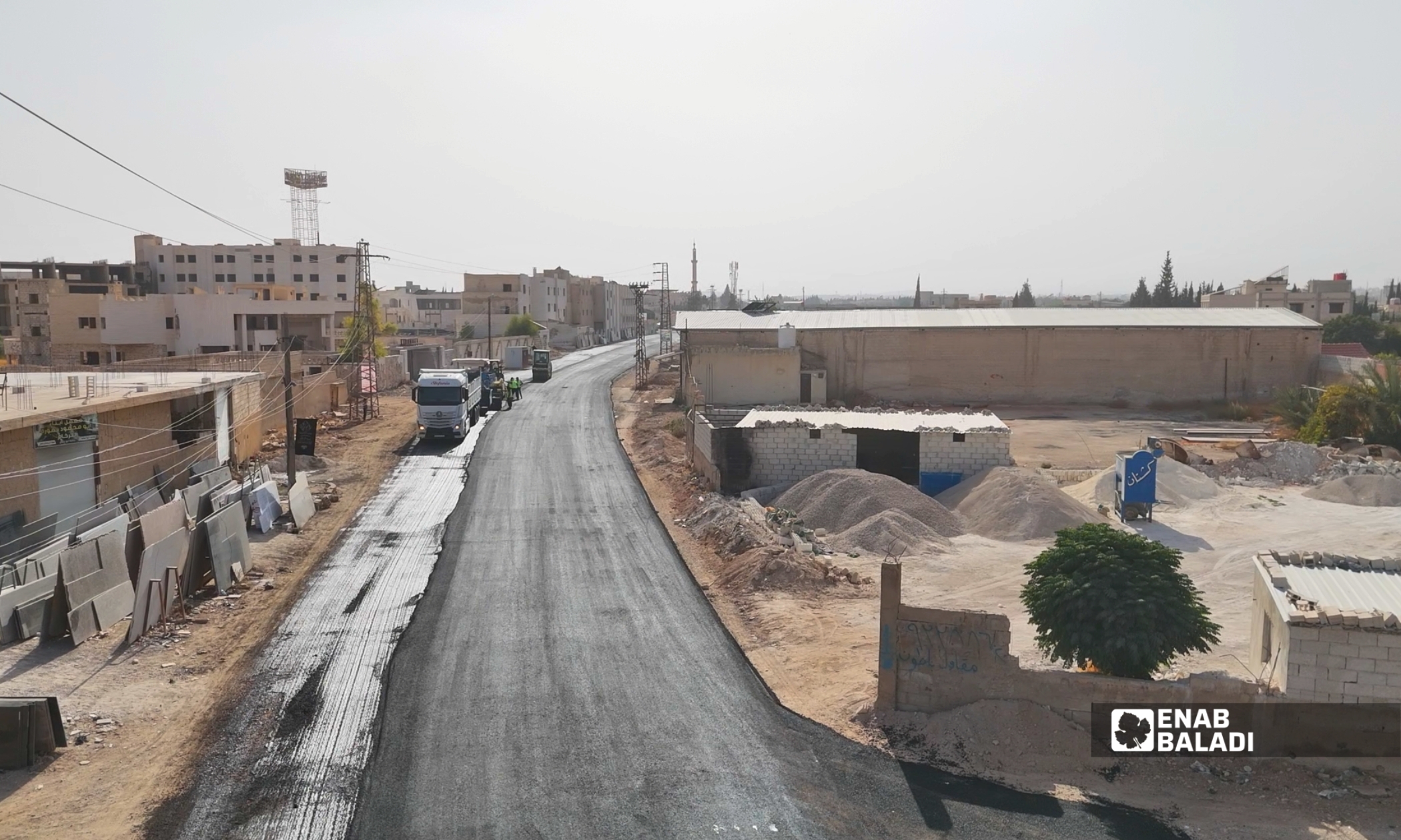 أعمال تزفيت طريق الفصول الأربعة في داريا