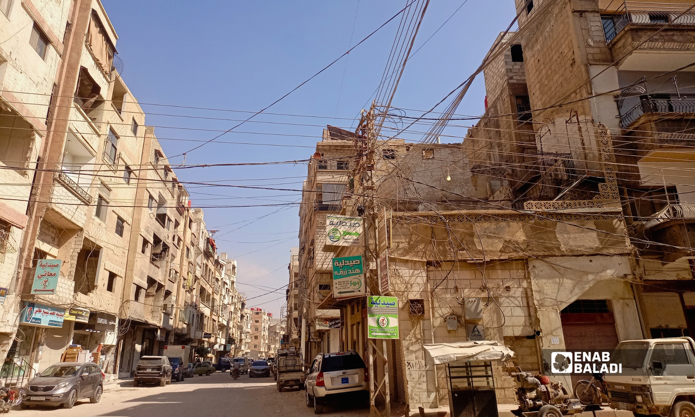 شبكة الكهرباء عند مفرق فريد اللحام في مدينة داريا