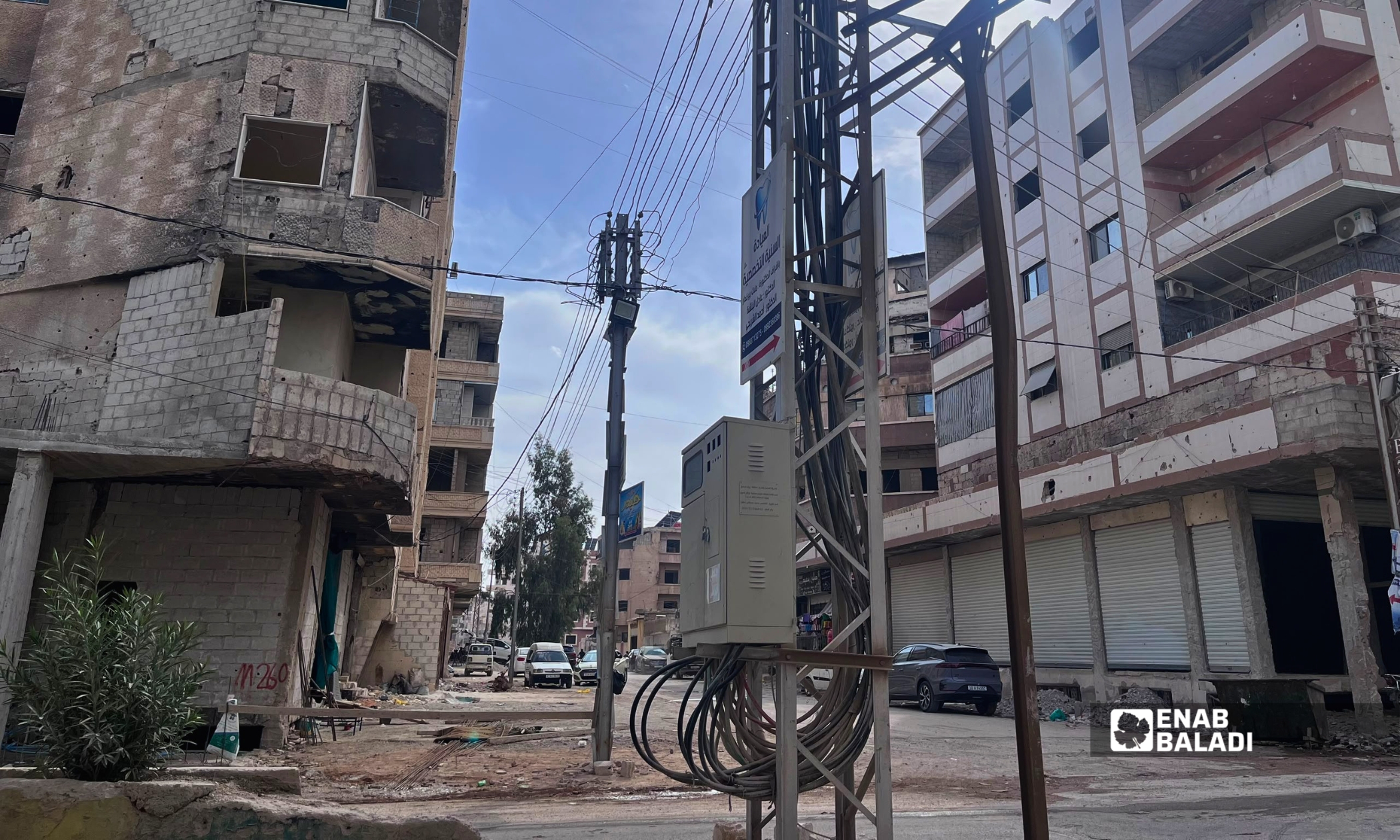 شارع المعضمية في داريا بعد تعطل محولة الكهرباء المغذية للمنطقة