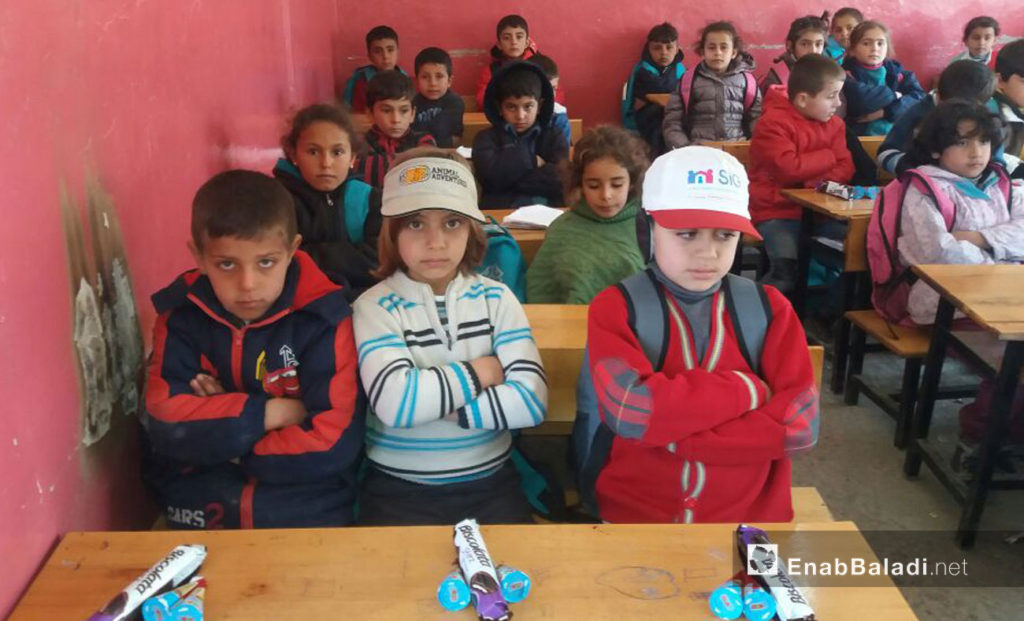Students at “Sadiq al-Hindawi” Primary School in Jarabulus - March 8, 2017 (Enab Baladi