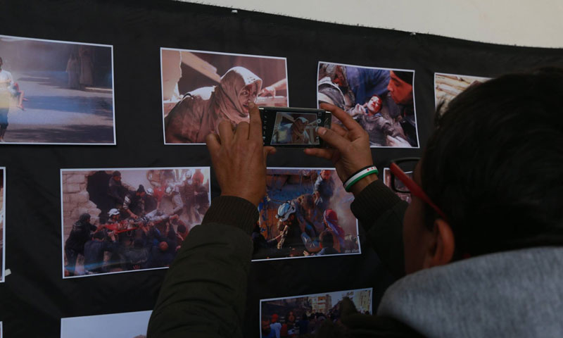 Photos presented in the countryside of Aleppo about the tragedies of the eastern neighborhoods of the city - 25 December 2017 (Facebook)