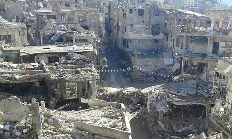 Archive- Massive destruction in the city of Al-Zabadani- (Activists)