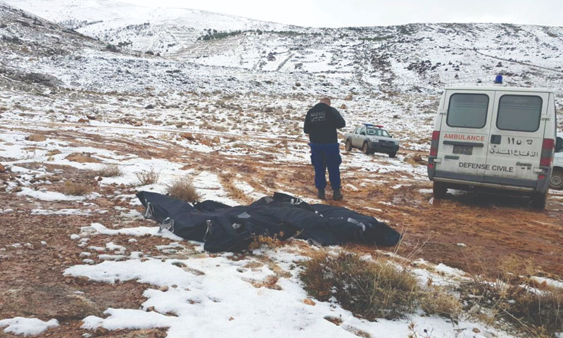 Frozen bodies of Syrian refugees found in the al-Suwairi mountain at the Syrian -Lebanese borders – 2018 (An-Nahar)