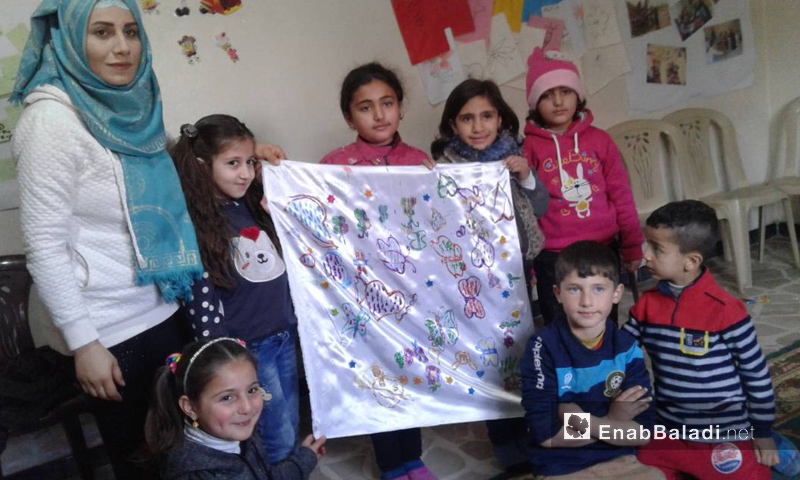 Children participating in the activities of “Dan” Association’s “Tomorrow Buds” Project – February 2018 (Enab Baladi)