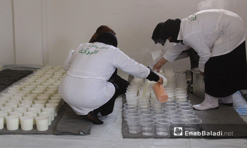 Women running a dairies production center in the northern countryside of Homs – March 22. 2018 (Enab Baladi)