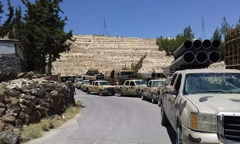 Vehicles boarding Golan Rocket launchers on the way to Daraa’s surrounding – June 18, 2018 (Facebook)