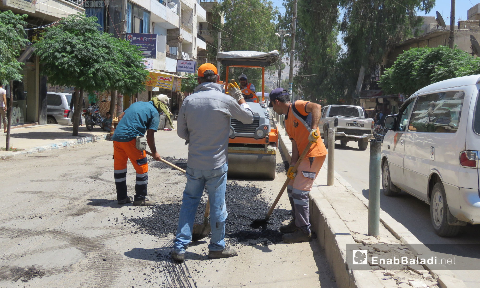 Road rehabilitation process in the city of Afrin – July 9, 2018 (Enab Baladi )