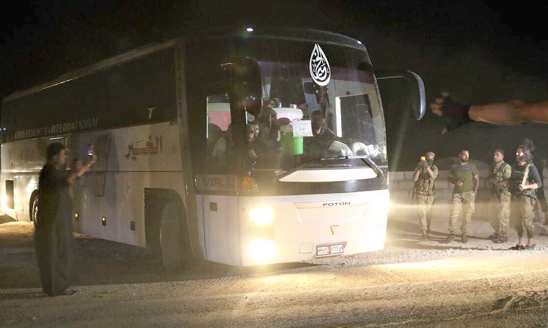 The departure of all civilians and fighters from the two towns of Kafriya and Al-Fu'ah, Northern Idlib- July 19, 2018 (Idlib Media Center)