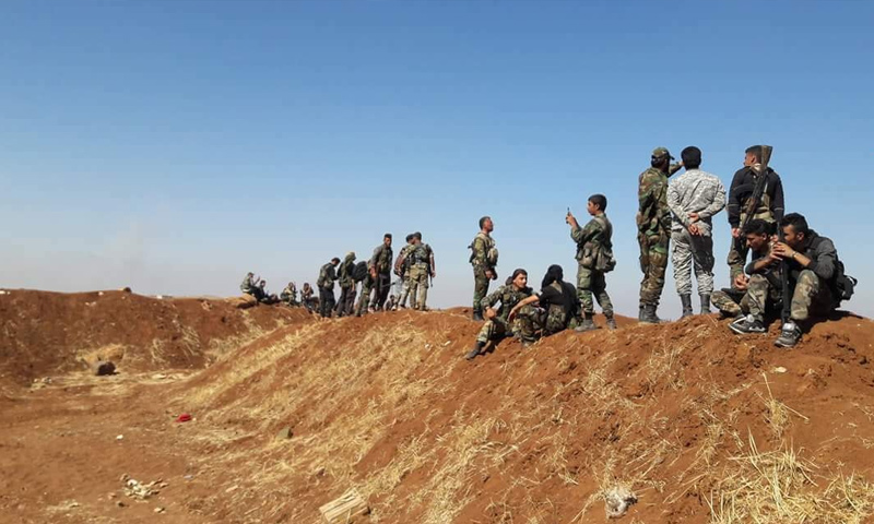 Assad’s forces troops in the surrounding of al-Lajat, eastern rural Daraa – June 27, 2018 (Tiger Forces)