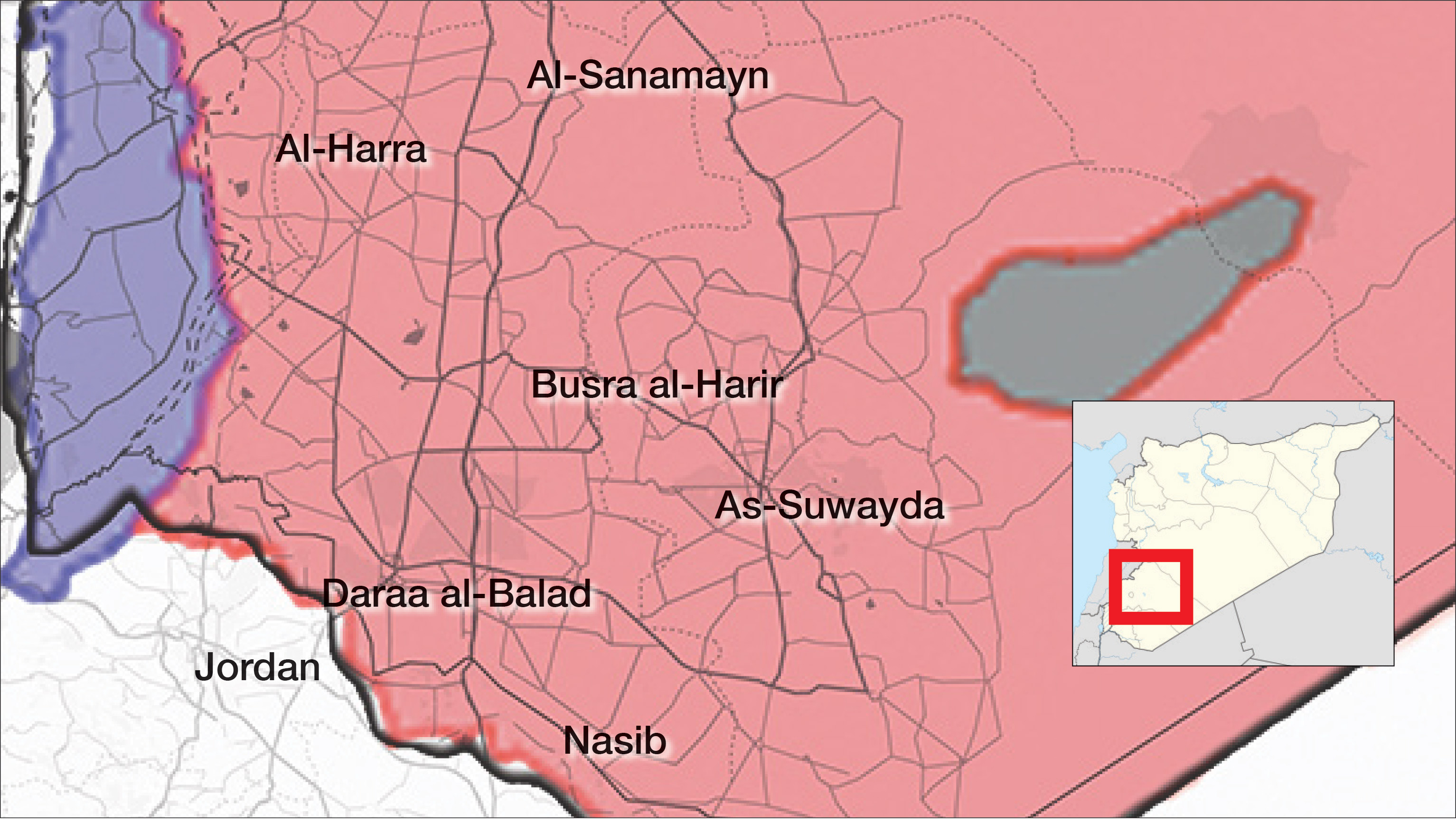 A map showing the military control over Southern Syria – July 4, 2018 (Livemap)