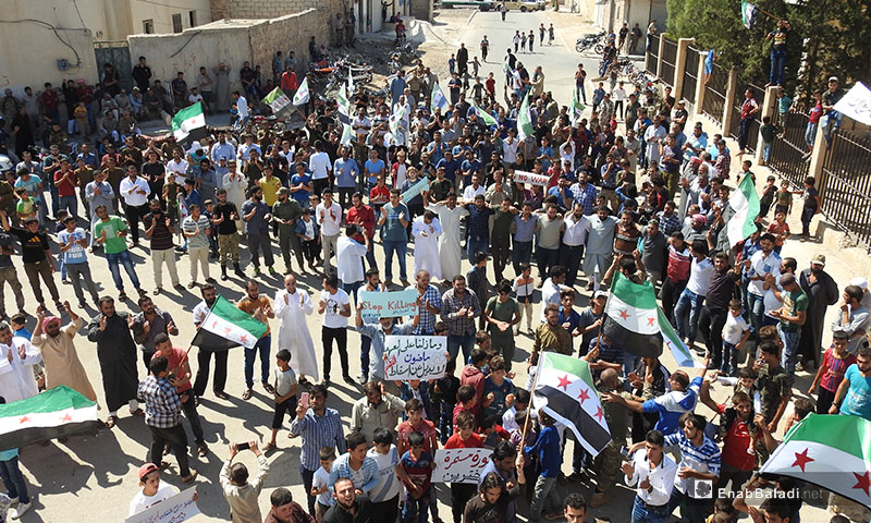 Demonstrations calling for the goals of the revolution, northern rural Aleppo – September 14, 2018 (Enab Baladi)