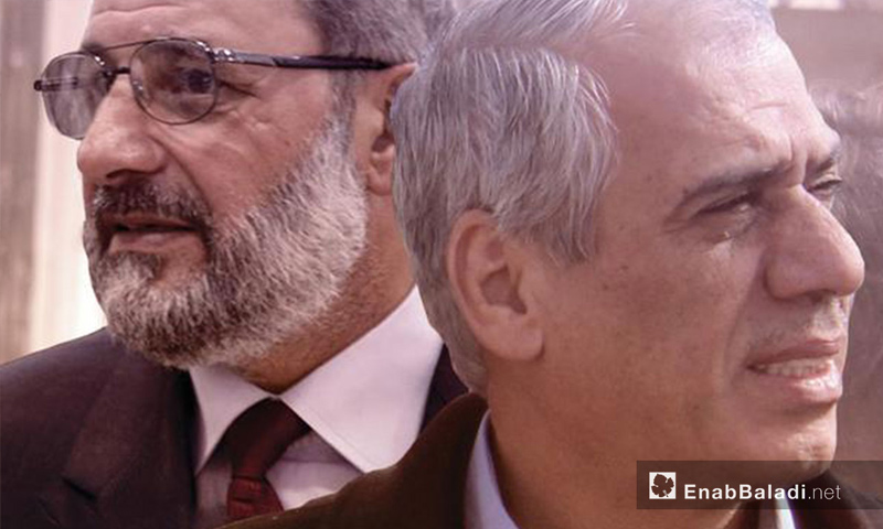 Jawad Abu Hatab, head of the Syrian Interim Government, and Mohammad al-Shaikh, the head of the Salvation government (Modified by Enab Baladi)