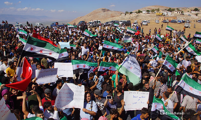 Demonstrations calling for the goals of the revolution, rural Hama – September 14, 2018 (Enab Baladi)