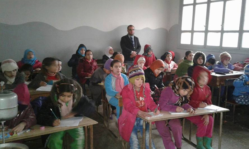 Students of the “Kafr Dariyan Martyrs” School, rural Idlib – (Facebook)