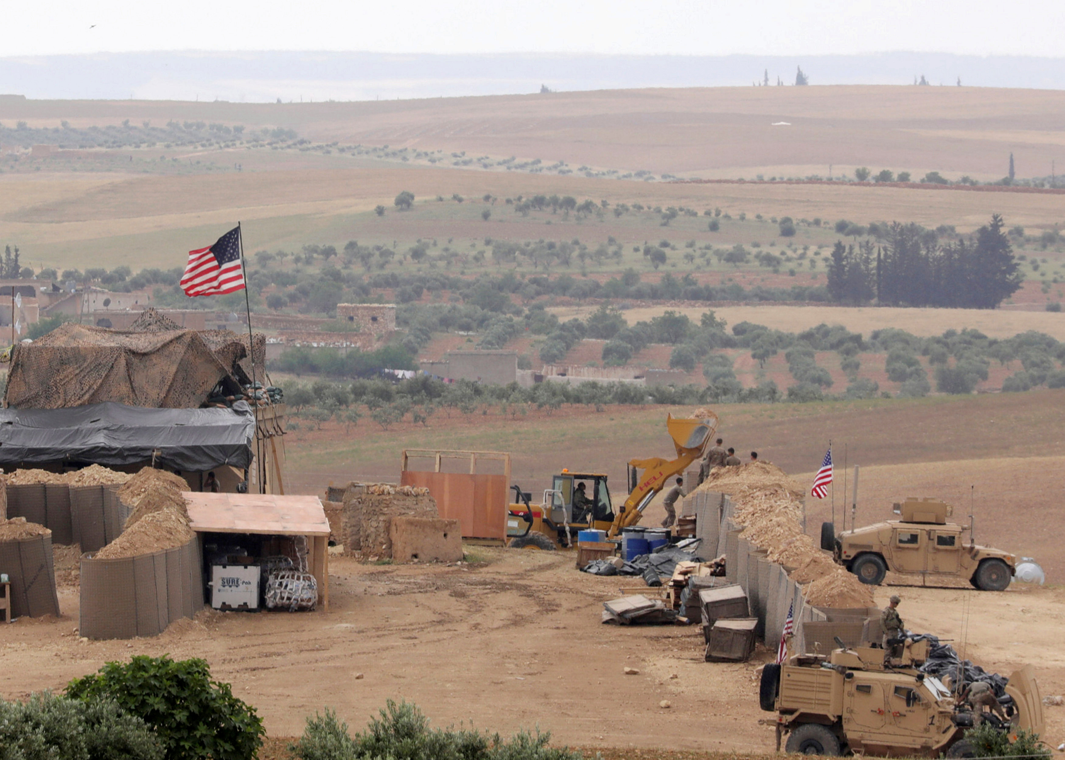 A US base in Manbij in the northern countryside of Aleppo - May 2018 (Reuters)