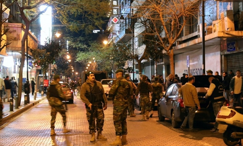 Expressive: Troops of the Lebanese General Directorate of General Security at the al-Hamra Street, Central Beirut (Facebook)