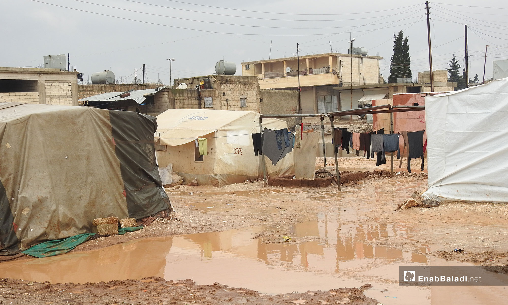 A rainstorm drowns the Atmeh camps, rural Idlib - December 27, 2018 (Enab Baladi)