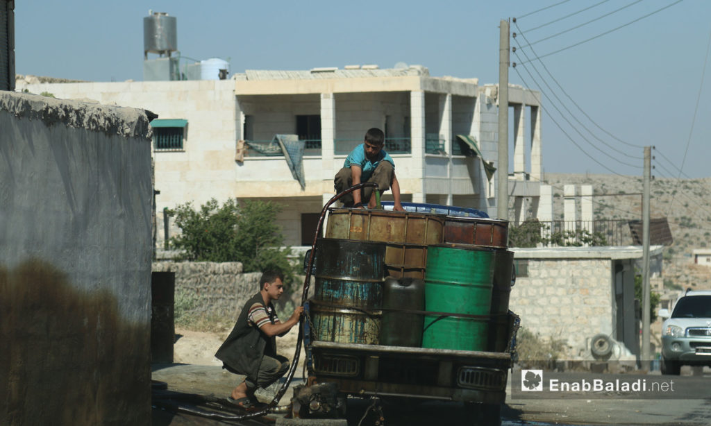 A fuel center in the city of Darat Izza, rural Aleppo – June 12, 2017 (Enab Baladi)