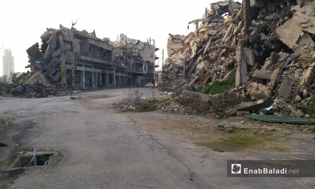 Hama roadway and the surrounding of Khalid ibn al-Walid Mosque, Homs – January 24, 2019 (Enab Baladi)
