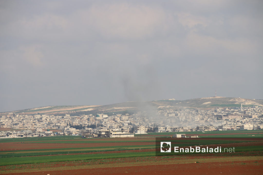 The artillery shelling of the city of Khan Shaykhun, southern rural Idlib – February 24, 2019 (Enab Baladi)