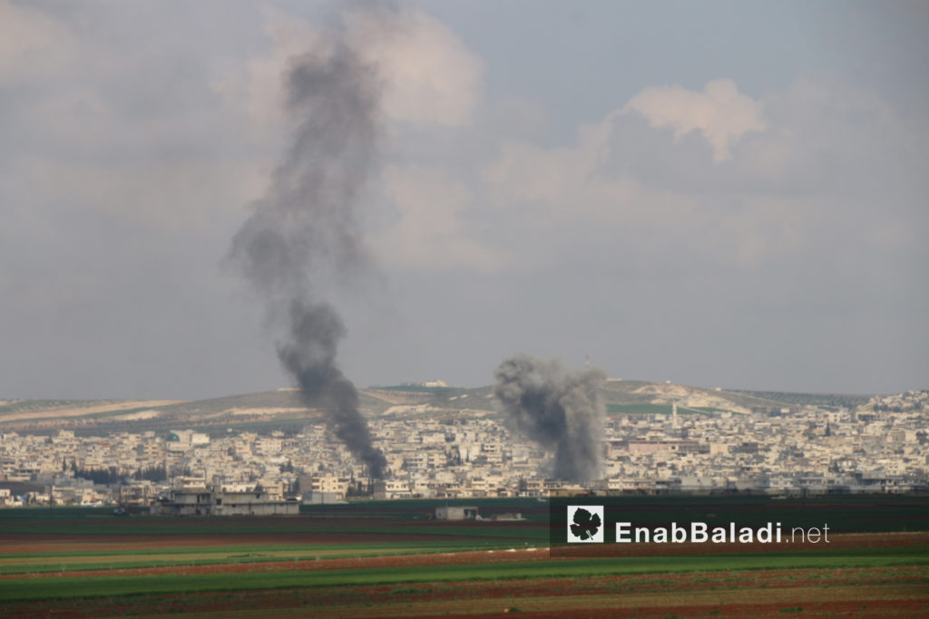 The artillery shelling of the city of Khan Shaykhun, southern rural Idlib – February 24, 2019 (Enab Baladi)