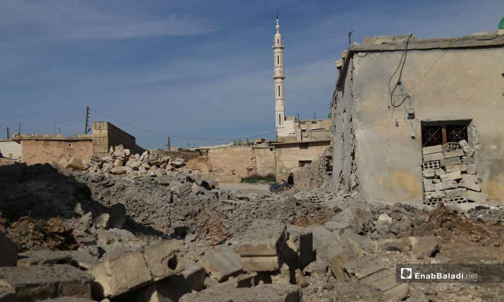 The destruction caused by the shelling of the town of al-Tah, rural Idlib – February 4, 2019 (Enab Baladi)