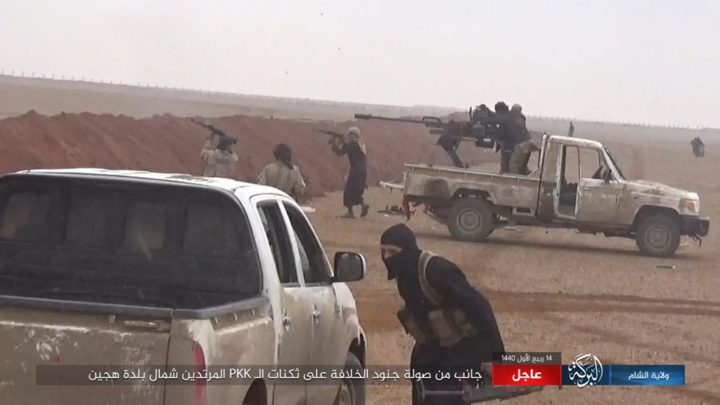 A video report of the confrontations between the militants of IS and those of SDF in al-Baghuz, east of the Euphrates – March 16, 2019 (Nasher News)