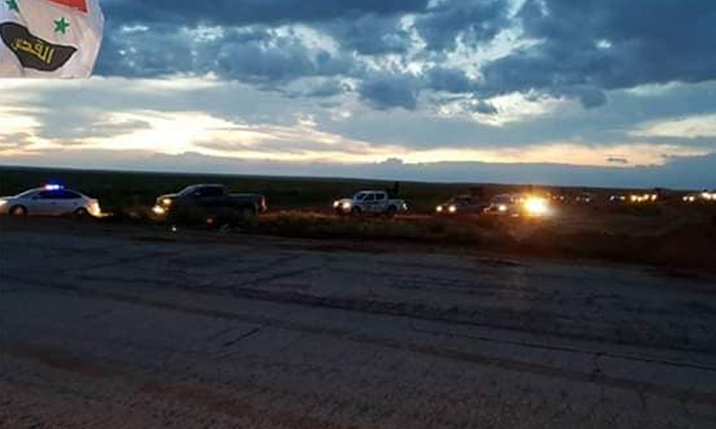 A convoy of the Palestinian al-Quds Brigade in the Syrian desert area – April 19, 2019 (Al-Quds Brigade)