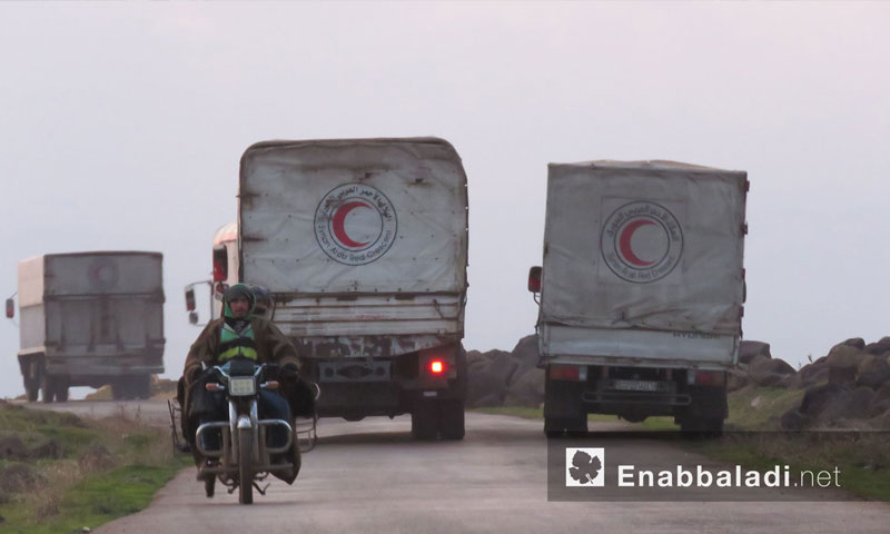 The entry of a UN aid convoy to the area of ​​Houla and areas of southern Hama countryside - 14 December 2017 (Enab Baladi)