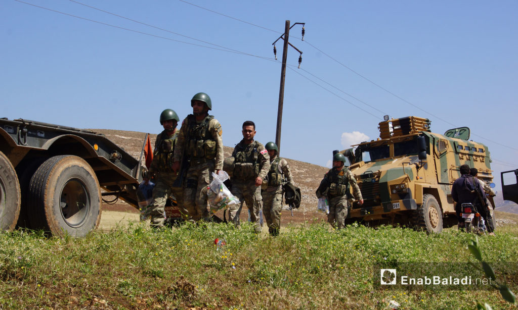 Turkish troops stationed in the village of Sher al-Maghar in Jabal Shashabo, West Hama, May 14, 2018 (Enab Baladi)