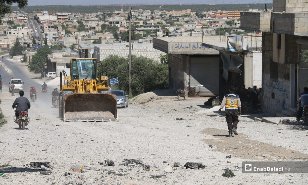 Destruction that befell the Civil Defense Center at the city of Kafr Nabl - May 13, 2019 (Enab Baladi)