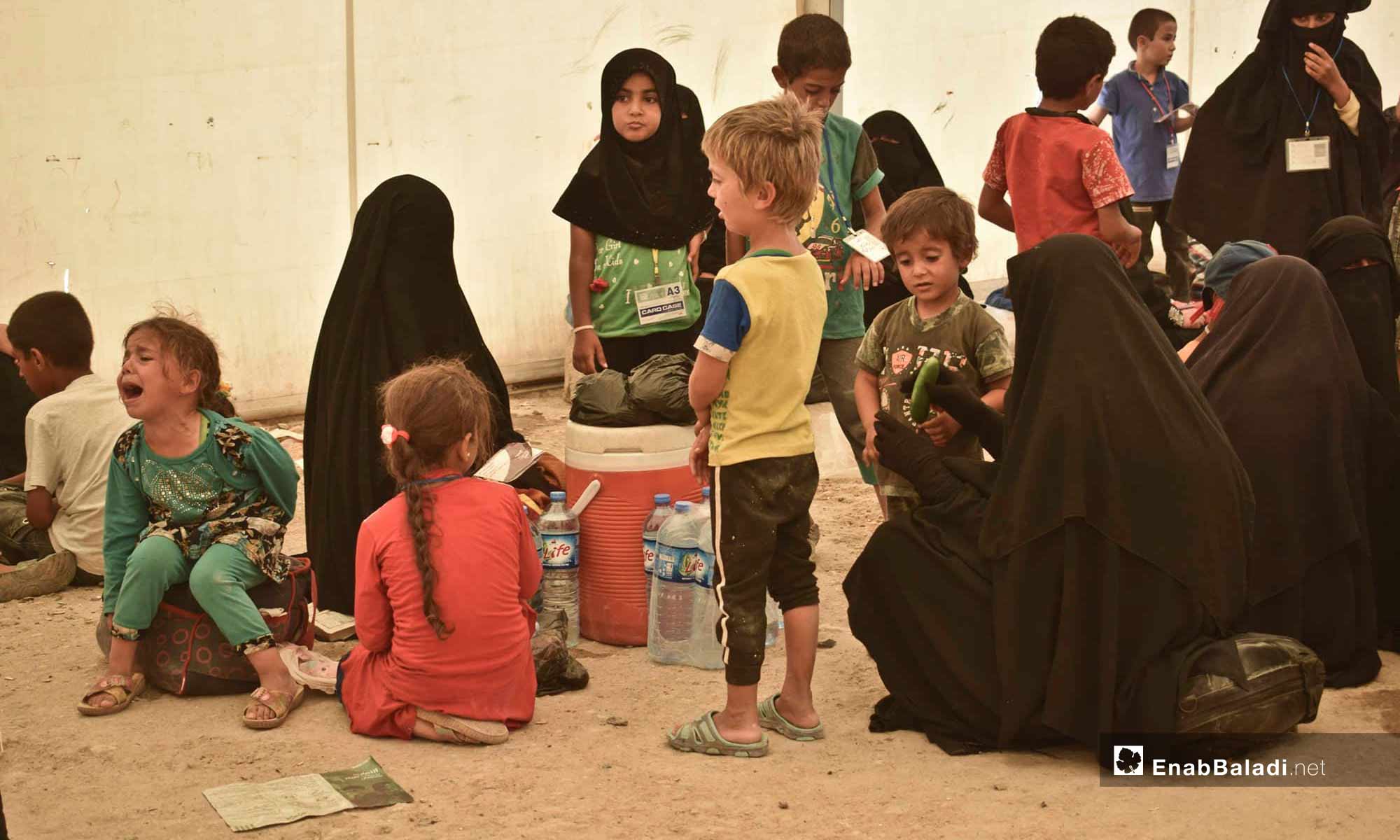 Children in the al-Hawl Camp in rural al-Hasakah, east of the Euphrates – June 25, 2019 (Enab Baladi)