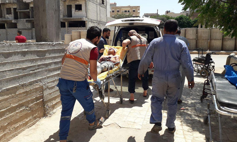 Ambulance transporting patient in Idlib ( Idlib Health Directorate Facebook page )   