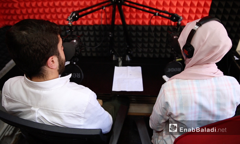 Mares trainees on the radio broadcasting training course, held by Enab Baladi in cooperation with Radio Rozana – 10 August, 2019 (Enab Baladi)