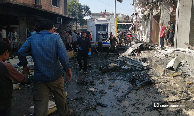 Explosion of a car bomb in Afrin city center, rural Aleppo – September 13, 2019 (Enab Baladi)