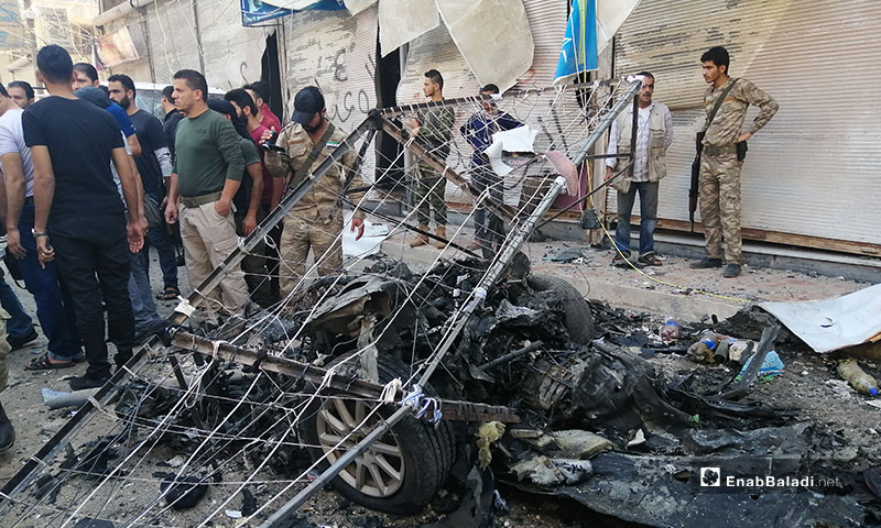 Explosion of a car bomb in Afrin city center, rural Aleppo – September 13, 2019 (Enab Baladi)