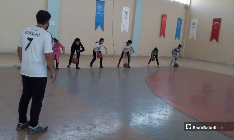 Training for female basketball participants in Afrin stadium- August 23, 2019 (Enab Baladi)