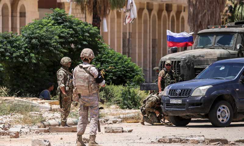 Russian Military Police personnel at the Nassib Border Crossing with Jordan, Daraa province – July 7, 2018 (AFB)